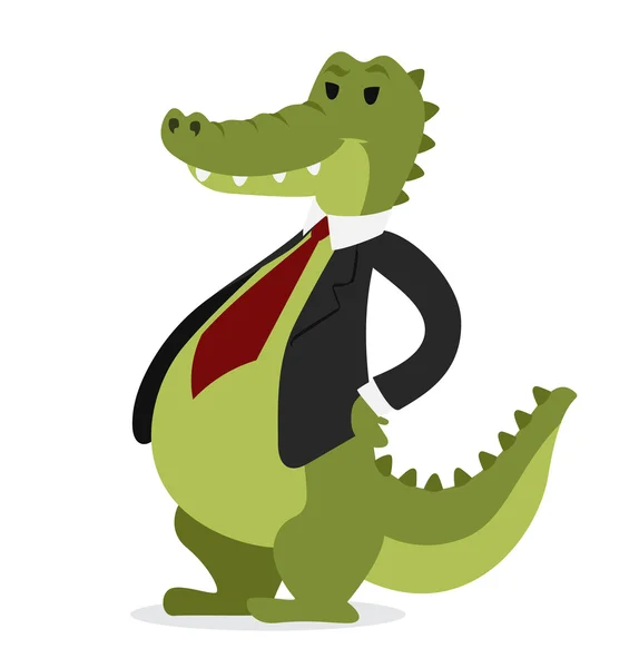 Crocodile business man vector portrait illustration on white background — ストックベクタ