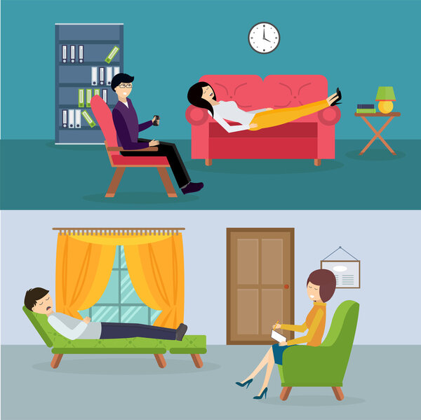 Psychologist office cabinet room vector illustration