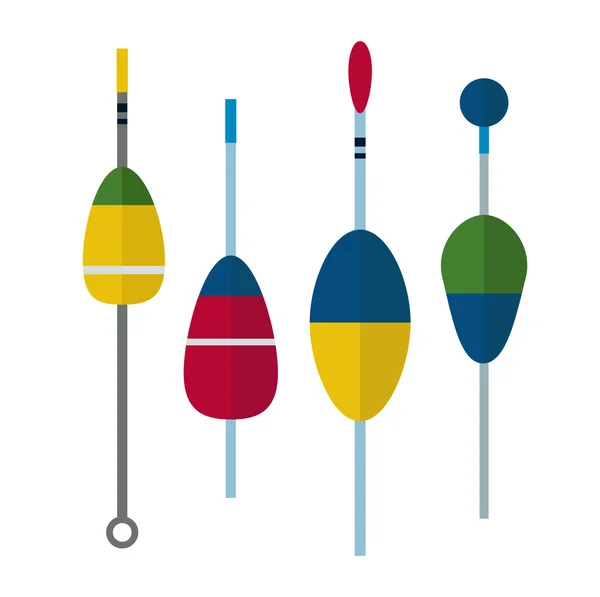 Fishing bobbers flat icons vector illustration — Stock Vector