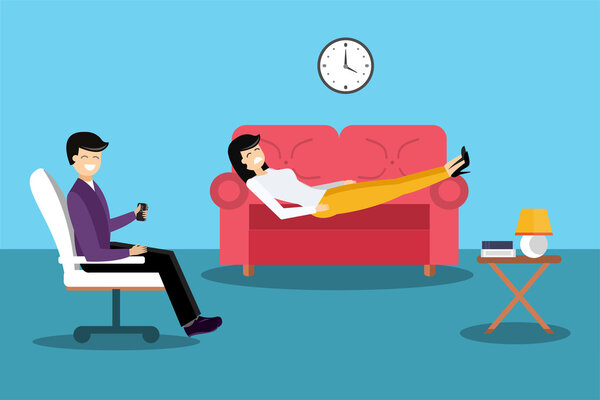 Psychologist office cabinet room vector illustration