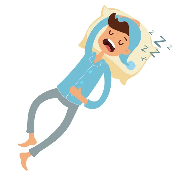 Sleeping man in bad vector illustration — 图库矢量图片