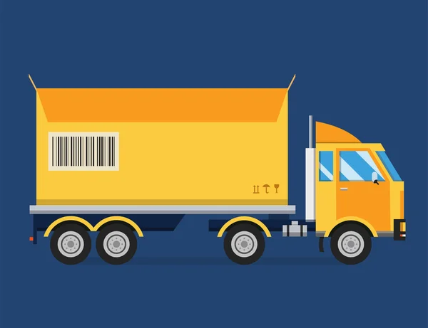 Delivery vector transport truck van and gift box pack — 图库矢量图片