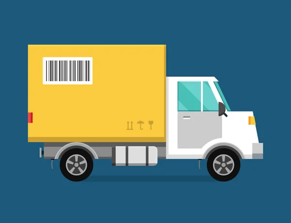 Delivery vector transport truck van and gift box pack — 图库矢量图片