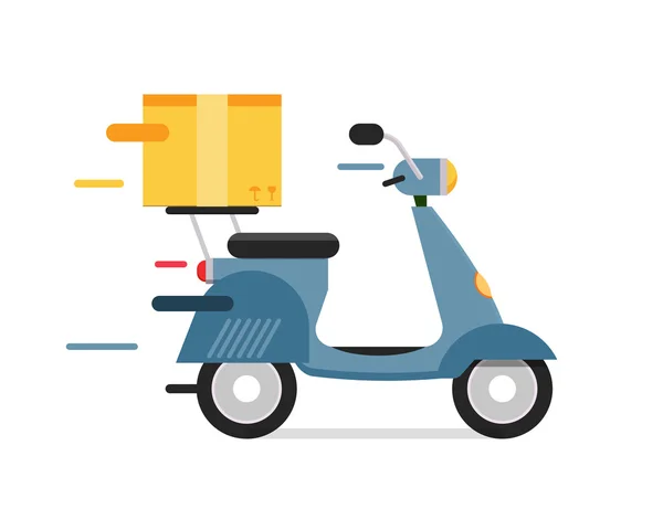 Delivery vector transport moto bike motorcycle box pack — 图库矢量图片