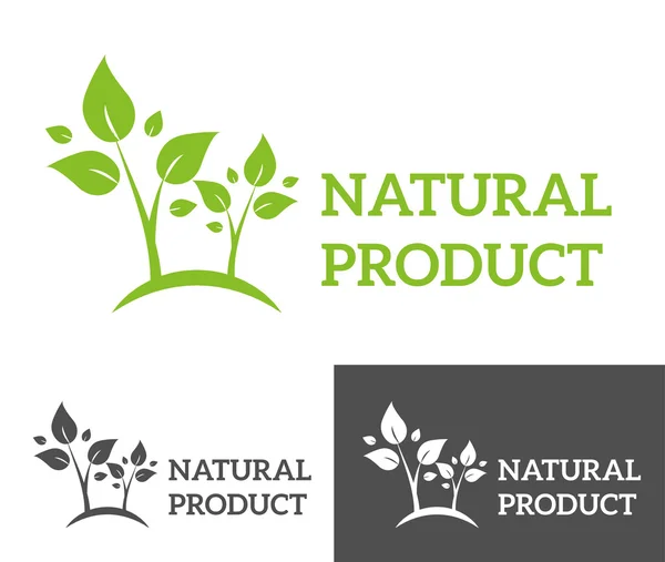 Natural eco organic product label badge vector icon — Stok Vektör