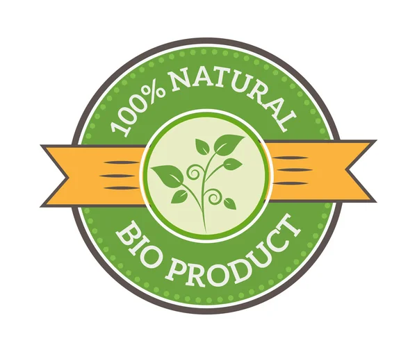 Natural eco organic product label badge vector icon — Stok Vektör