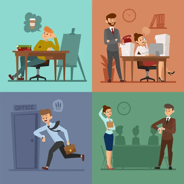 Business work time lag vector illusutration — Wektor stockowy