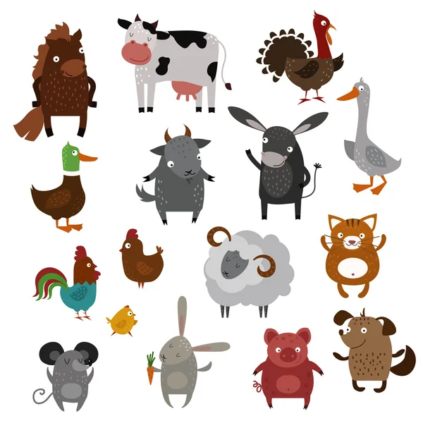 Animales de granja mascotas vector de dibujos animados — Archivo Imágenes Vectoriales
