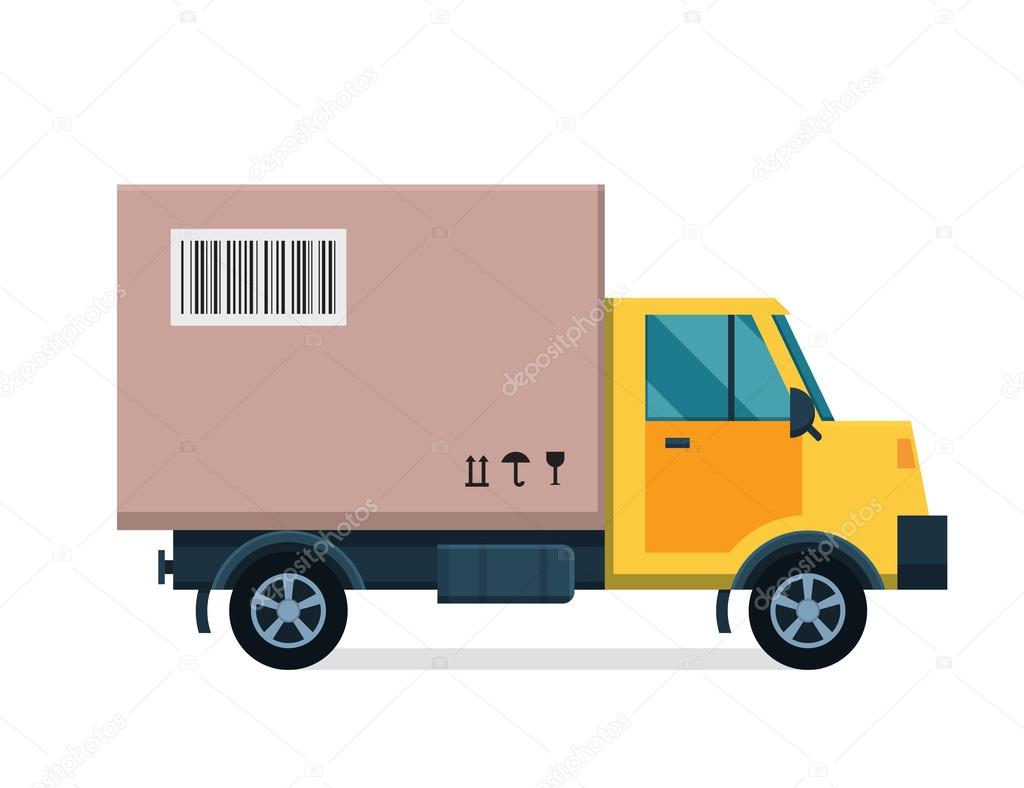 Delivery vector transport truck van and gift box pack