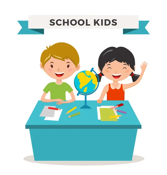 Escuela de niños geografía lecciones ilustración — Vector de stock