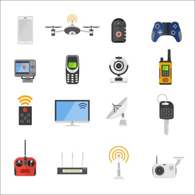 Smart house remote control electronic gadgets vector icons
