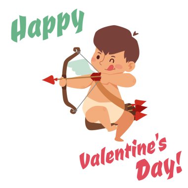 Sevgililer günü aşk tanrısı melekler stil vektör çizim karikatür. Amur çocuğun oynuyordu