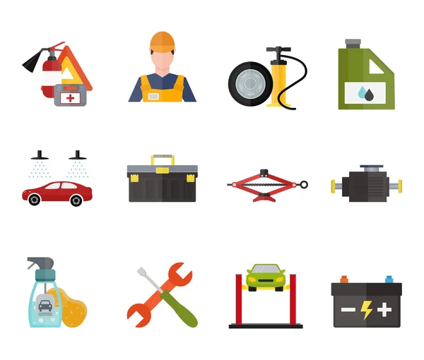 Servicio de reparación de coches vecror iconos conjunto — Vector de stock