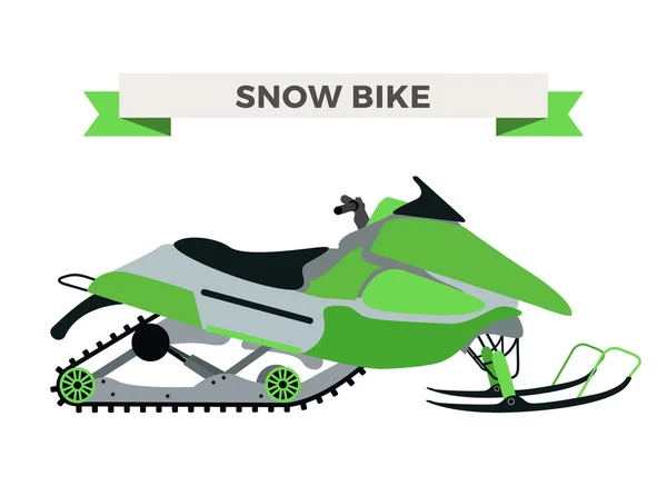 Vector winter snow motorcycle illustration. Snowmobile isolated on white background — Stock Vector