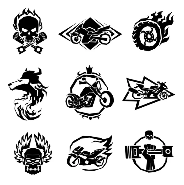 Motociclistas emblemas iconos vectoriales — Vector de stock