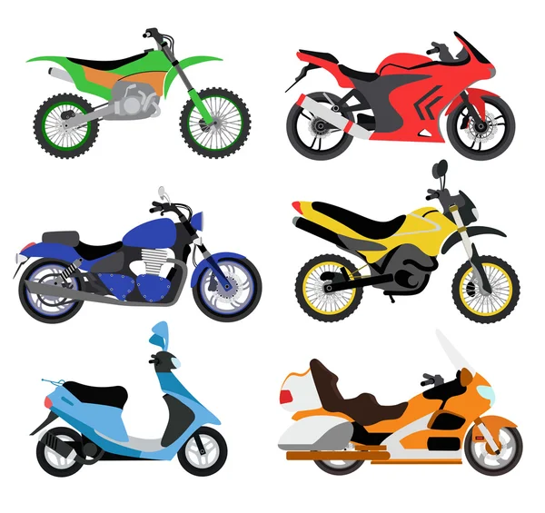 Ilustración de motocicletas vectoriales. Moto bicicleta aislada sobre fondo blanco — Archivo Imágenes Vectoriales