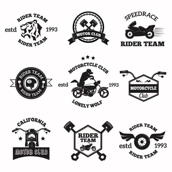 Motociclistas emblemas iconos vectoriales — Vector de stock