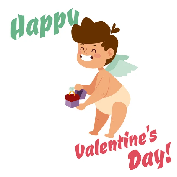 Valentine den Amor andělé kreslený styl vektorové ilustrace. Amur kluk hraje — Stockový vektor