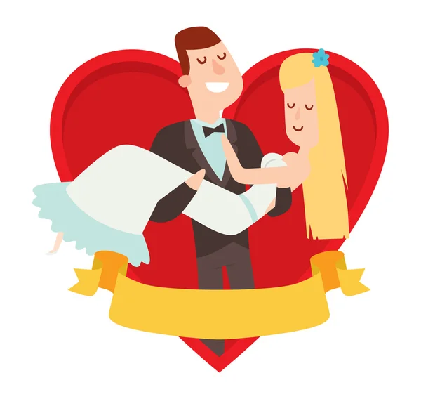 Boda parejas de dibujos animados estilo vector ilustración — Archivo Imágenes Vectoriales