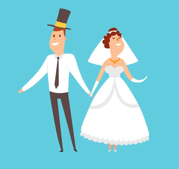 Mariage couples dessin animé style vectoriel illustration — Image vectorielle