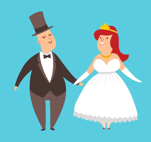 Ślub pary kreskówka styl ilustracji wektorowych — Wektor stockowy