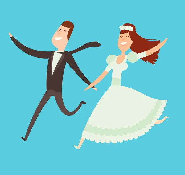 Svatební páry kreslený styl vektorové ilustrace — Stockový vektor