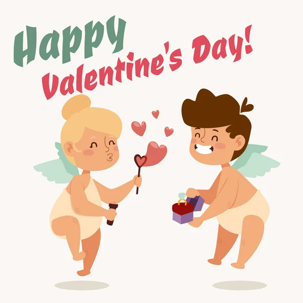 Valentinstag Amor Engel Cartoon-Stil Vektor Illustration — Stockvektor