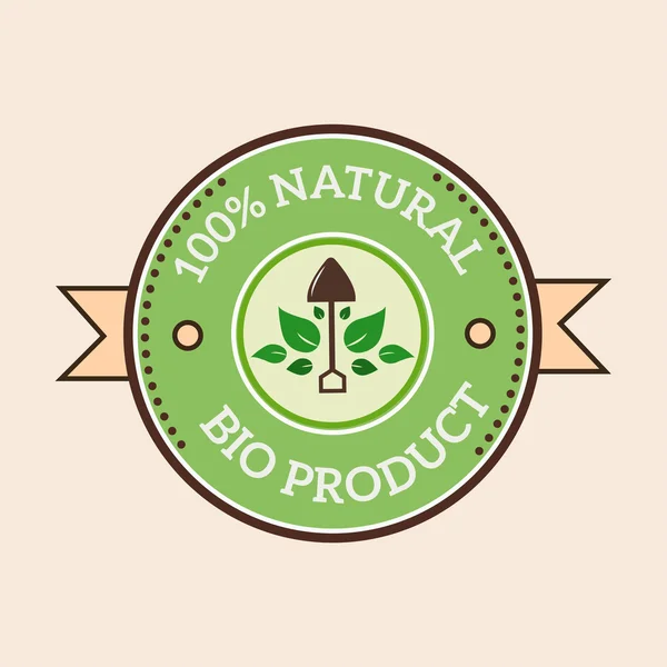 Natural eco organic product label badge vector icon — Stok Vektör