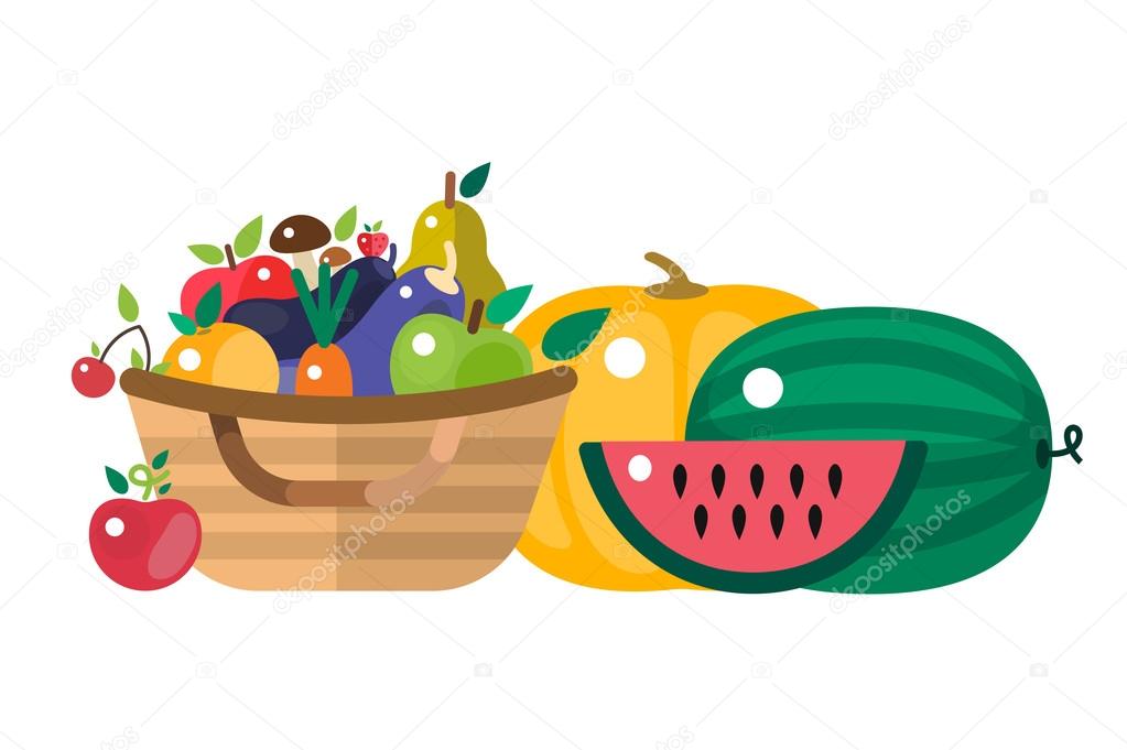 Harvest time food icons illustration