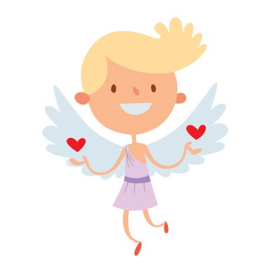 Sevgililer günü aşk tanrısı melekler karikatür tarzı vektör çizim