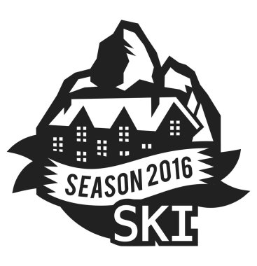 Ski resort logo emblems, labels badges vector elements