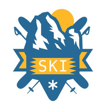 Ski resort logo emblems, labels badges vector elements