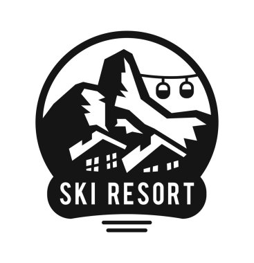 Ski resort logo emblems, labels badges vector elements