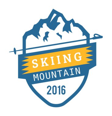 Ski resort logo emblems, labels badges vector elements