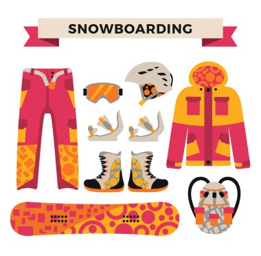 Snowboard spor giyim ve araçlar öğeler