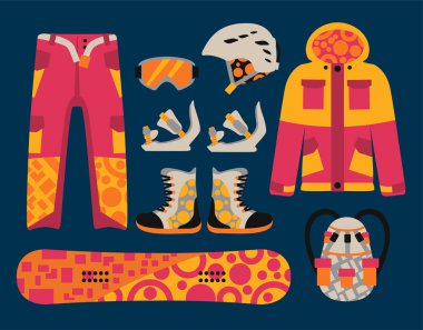 Snowboard spor giyim ve araçlar öğeler