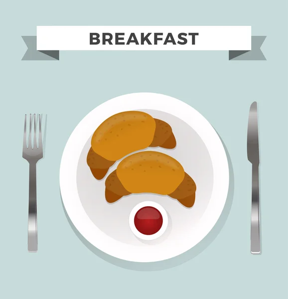Иллюстрации силуэта с плоским видом сверху на завтрак — стоковый вектор
