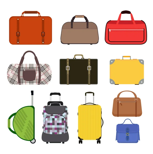 Bolsa de viaje vector ilustración iconos colección — Archivo Imágenes Vectoriales