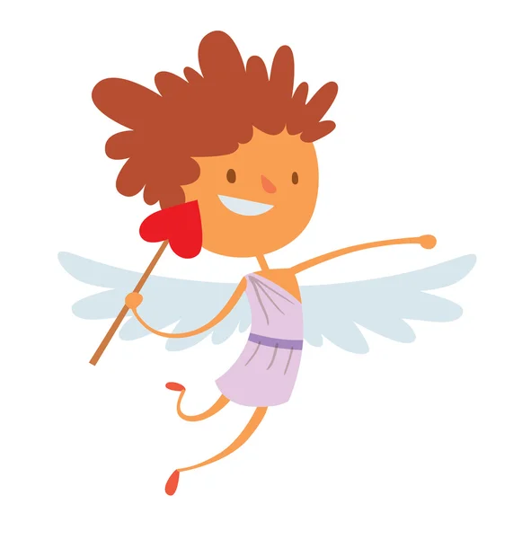 Dag van de Valentijnskaart cupid engelen cartoon stijl vectorillustratie — Stockvector