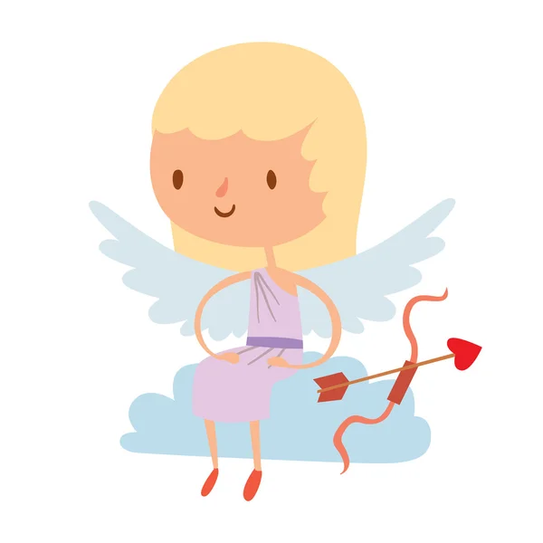 Valentine Day cupid angels cartoon style vector illustration — Stock Vector