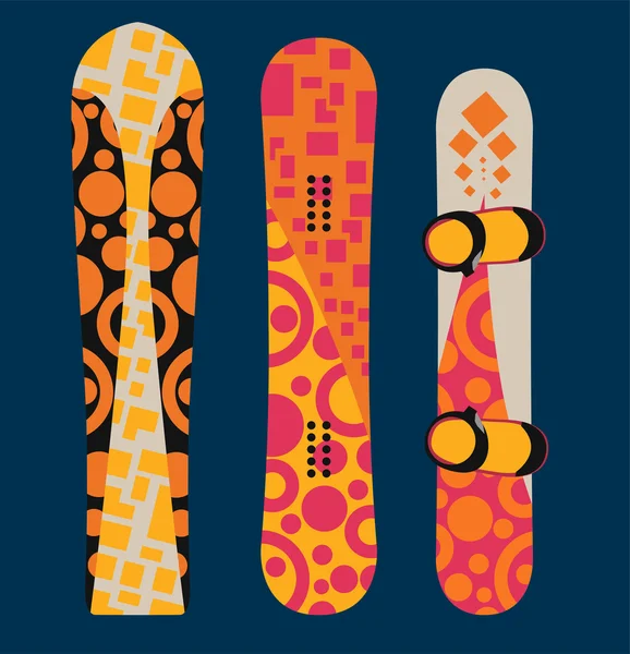 Snowboard sport ruhák és eszközök elemek — Stock Vector