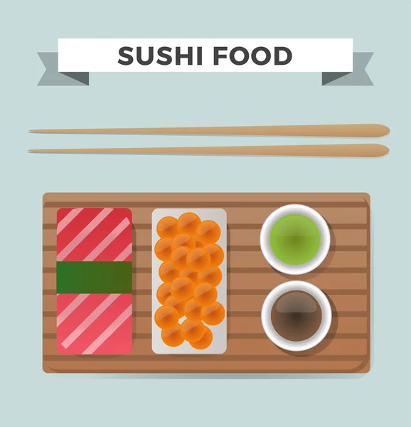 Set de sushi y rollos vectoriales aislados sobre fondo blanco — Vector de stock