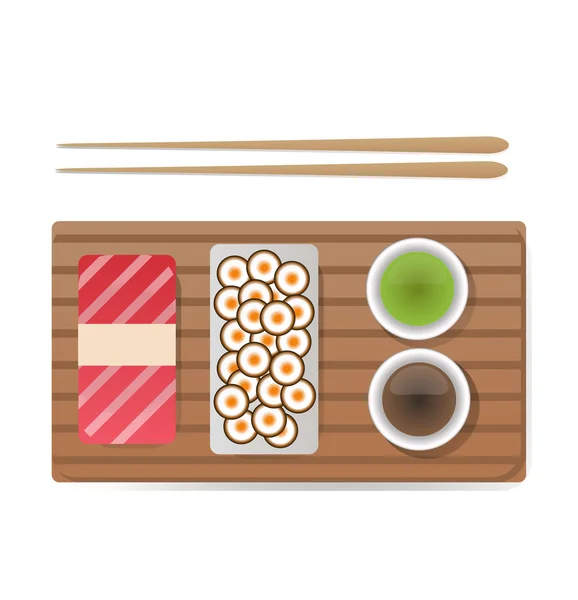 Vektor sushi a válečky sada izolovaných na bílém pozadí — Stockový vektor