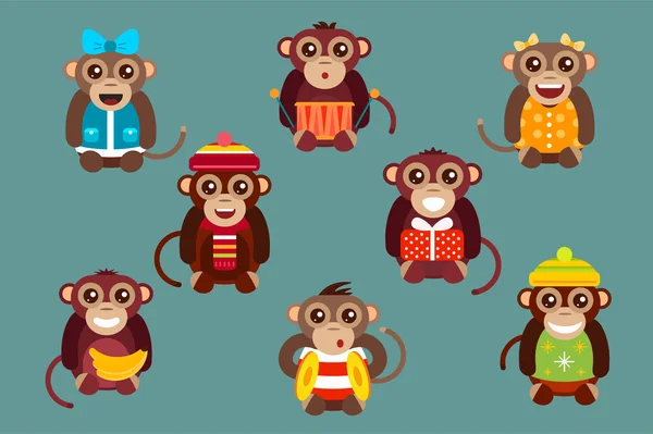 Happy cartoon monkey dancing party birthday background — Stock Photo, Image