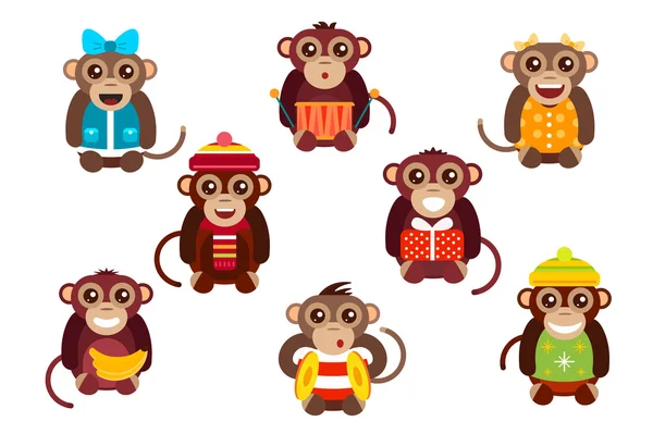 Happy cartoon monkey dancing party birthday background — Stock Photo, Image