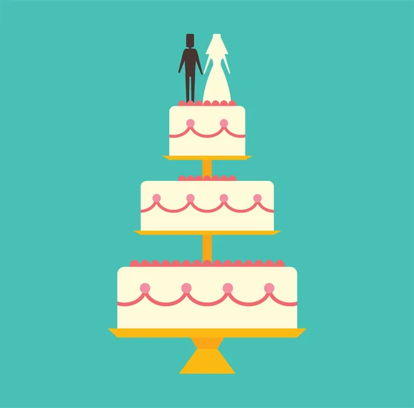 Gâteau de mariage isolé sur l'illustration vectorielle de fond — Image vectorielle