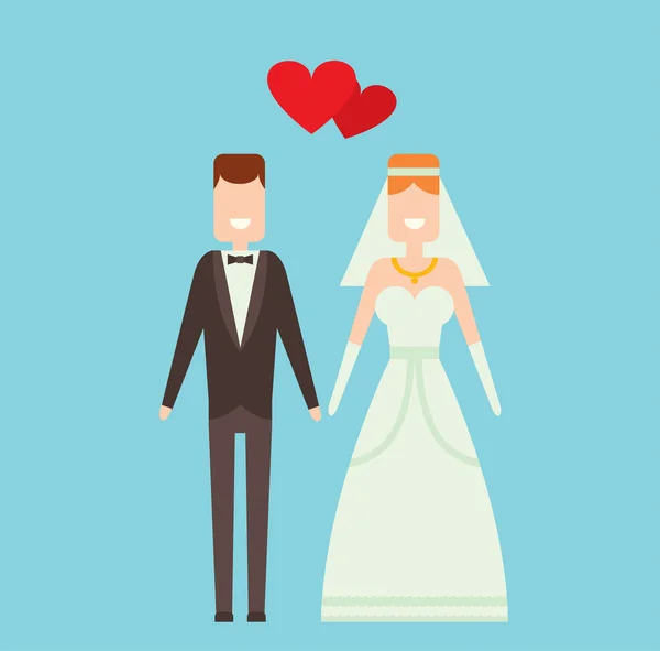 Γαμήλιο ζεύγος καρτούν εικονογράφηση φορέας στυλ — Διανυσματικό Αρχείο