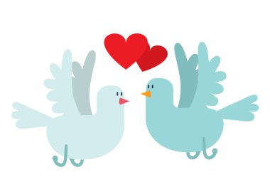 Doves couple with hearts vector icon illustration