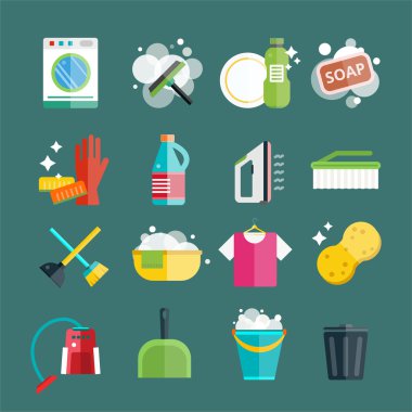 Cleaning icons set clean service