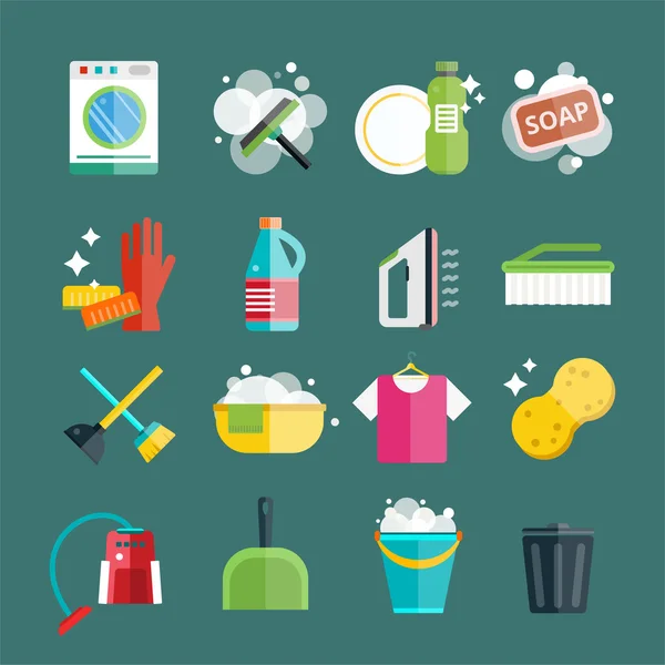 Ícones de limpeza definir serviço limpo — Fotografia de Stock